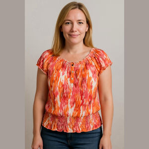 Cato Top Women's Size Small Orange White